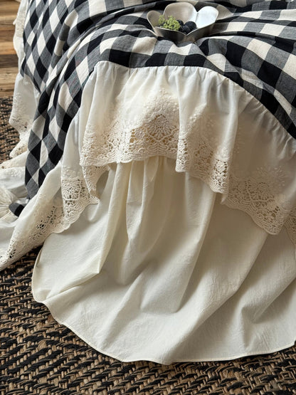 Black Gingham Lace Trim Cotton Comforter original reference image 8