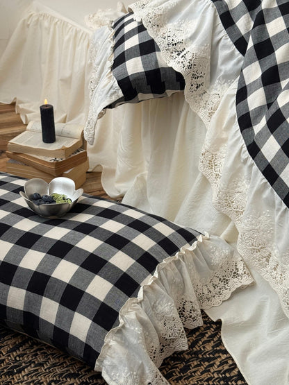 Black Gingham Lace Trim Cotton Comforter original reference image 10