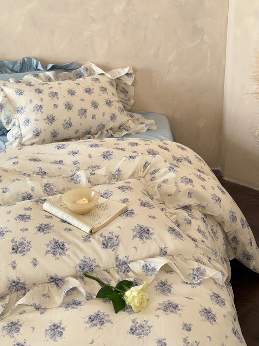 Blue Rose Cottage Ruffle Cotton Muslin Comforter original reference image 2