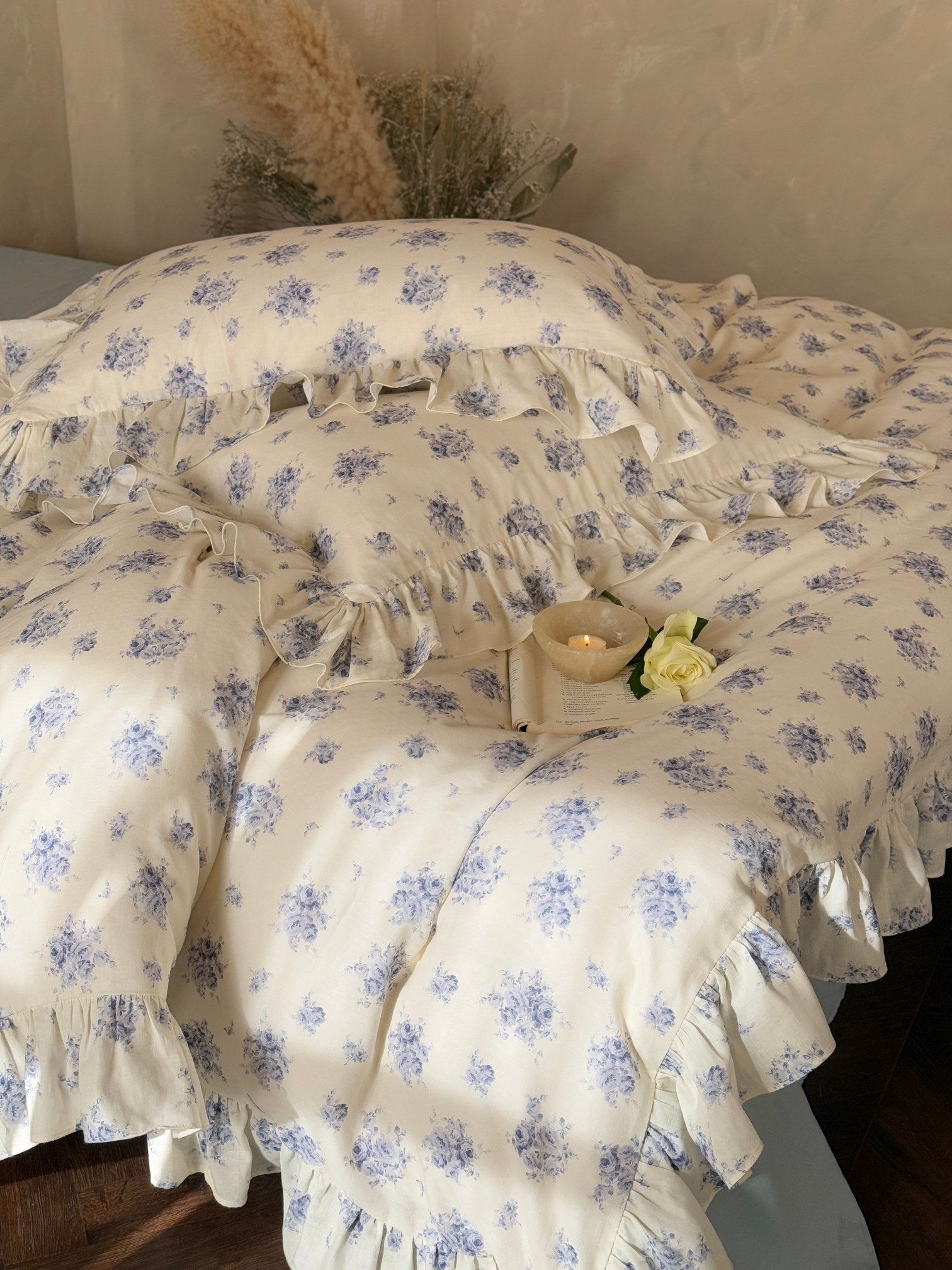 Blue Rose Cottage Ruffle Cotton Muslin Comforter original reference image 5