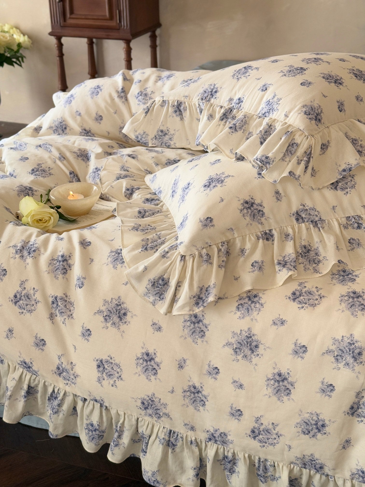 Blue Rose Cottage Ruffle Cotton Muslin Comforter original reference image 10