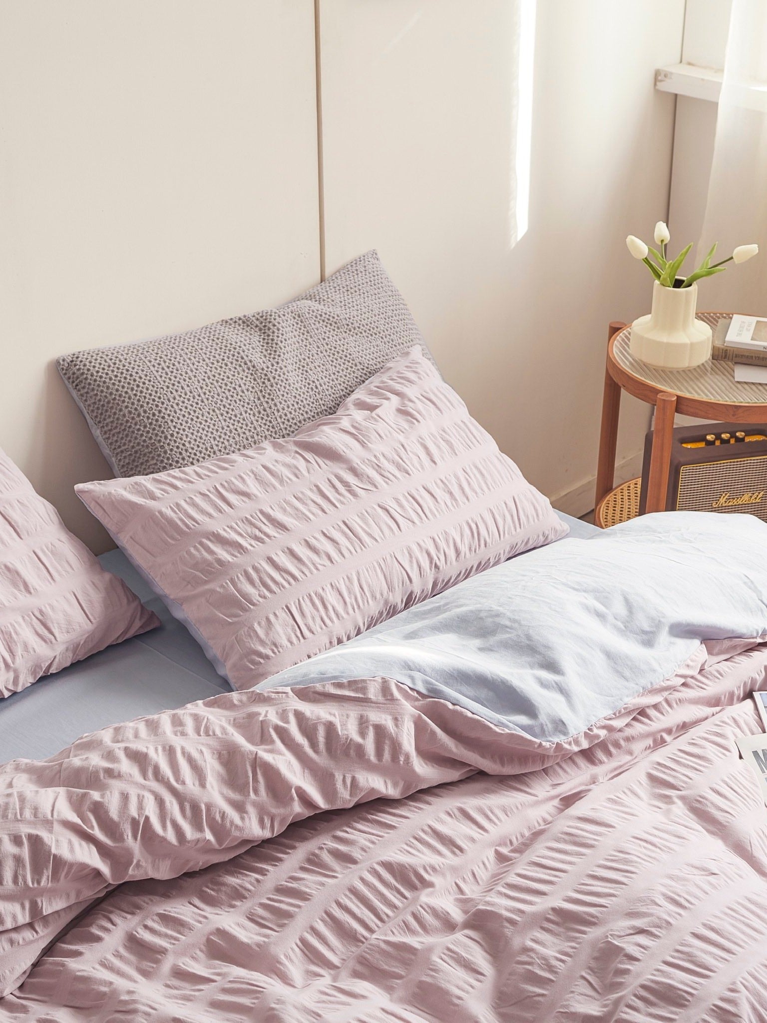 Blush Cloud Cotton Seersucker Comforter original reference image 3