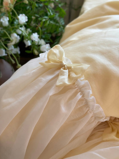 Buttercream Ruffle Organza Trim Sateen Comforter original reference image 8