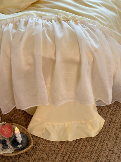 Buttercream Ruffle Organza Trim Sateen Comforter original reference image 9