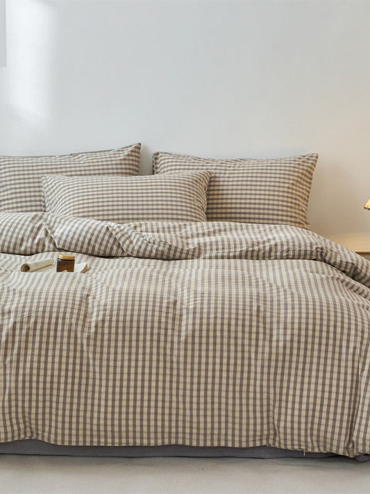 Campus Gingham Check Washed Cotton Duvet Cover original reference image 1