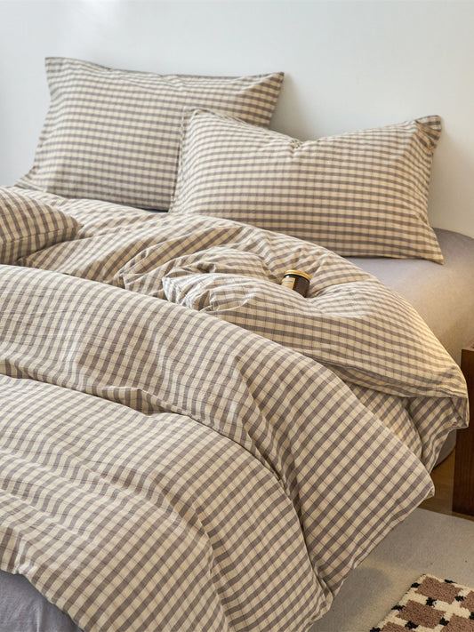Campus Gingham Check Washed Cotton Duvet Cover original reference image 6