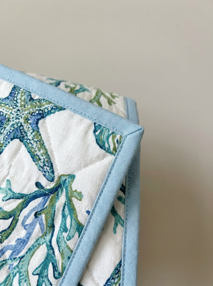 Coastal Starfish & Coral Quilt close-up image