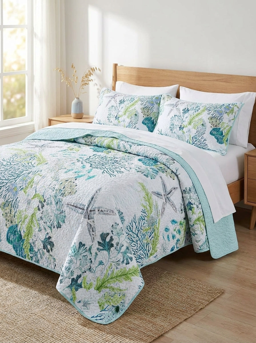 Coastal Starfish & Coral Quilt main image