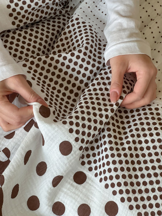 Cocoa Polka Dot Cotton Muslin Comforter original reference image 1