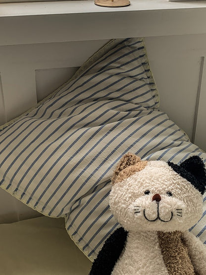 Colorblock Stitch Washed Cotton Duvet Cover original reference image 9