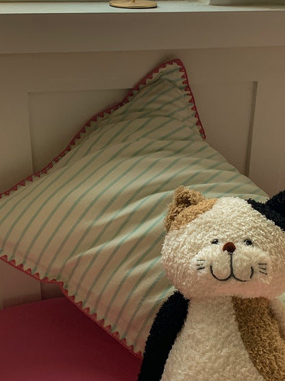 Colorblock Stitch Washed Cotton Duvet Cover original reference image 15
