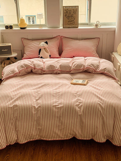 Colorblock Stitch Washed Cotton Duvet Cover original reference image 59