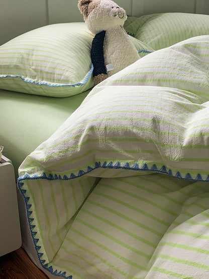 Colorblock Stitch Washed Cotton Duvet Cover original reference image 67