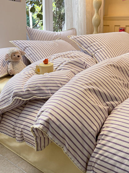 Colorblock Stitch Washed Cotton Duvet Cover original reference image 78