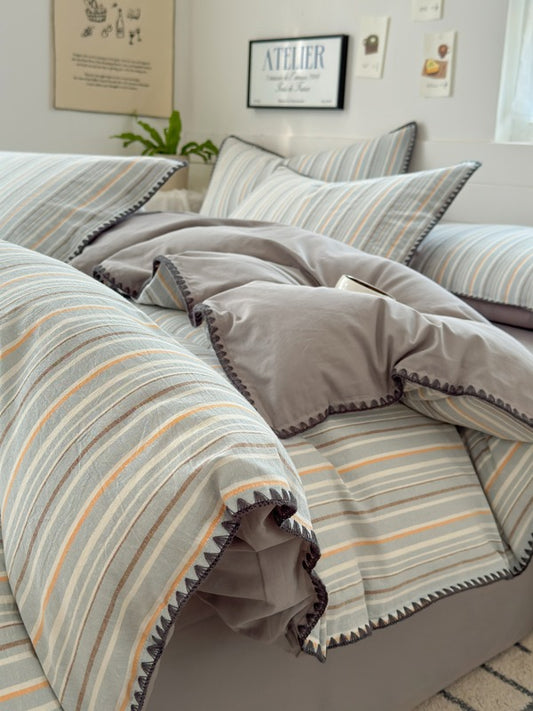 Cove Stitch Washed Cotton Duvet Cover original reference image 6