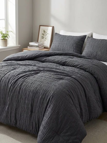 Dark Gray Seersucker Comforter lifestyle image