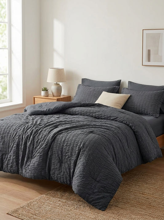 Dark Gray Seersucker Comforter lifestyle image