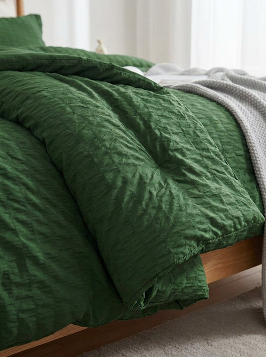 Dark Green Polyester Seersucker Comforter detail image