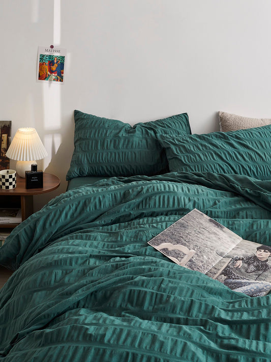 Emerald Ripple Cotton Seersucker  Comforter original reference image 1