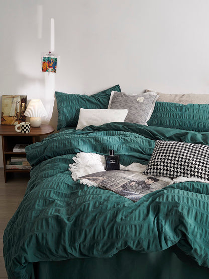 Emerald Ripple Cotton Seersucker  Comforter original reference image 3