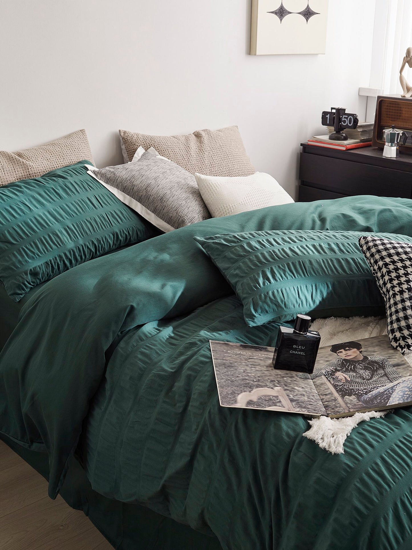 Emerald Ripple Cotton Seersucker  Comforter original reference image 6
