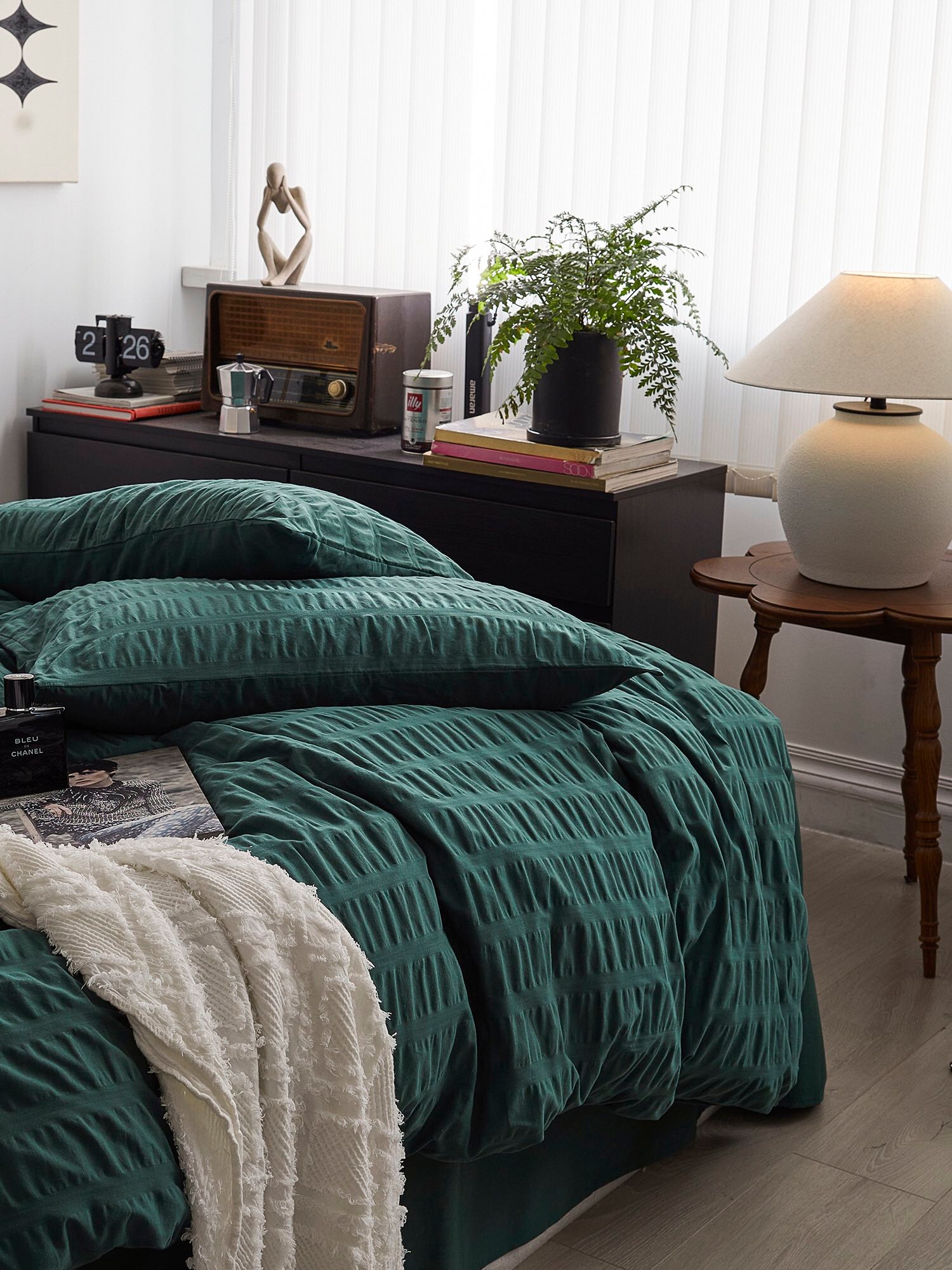 Emerald Ripple Cotton Seersucker  Comforter original reference image 8