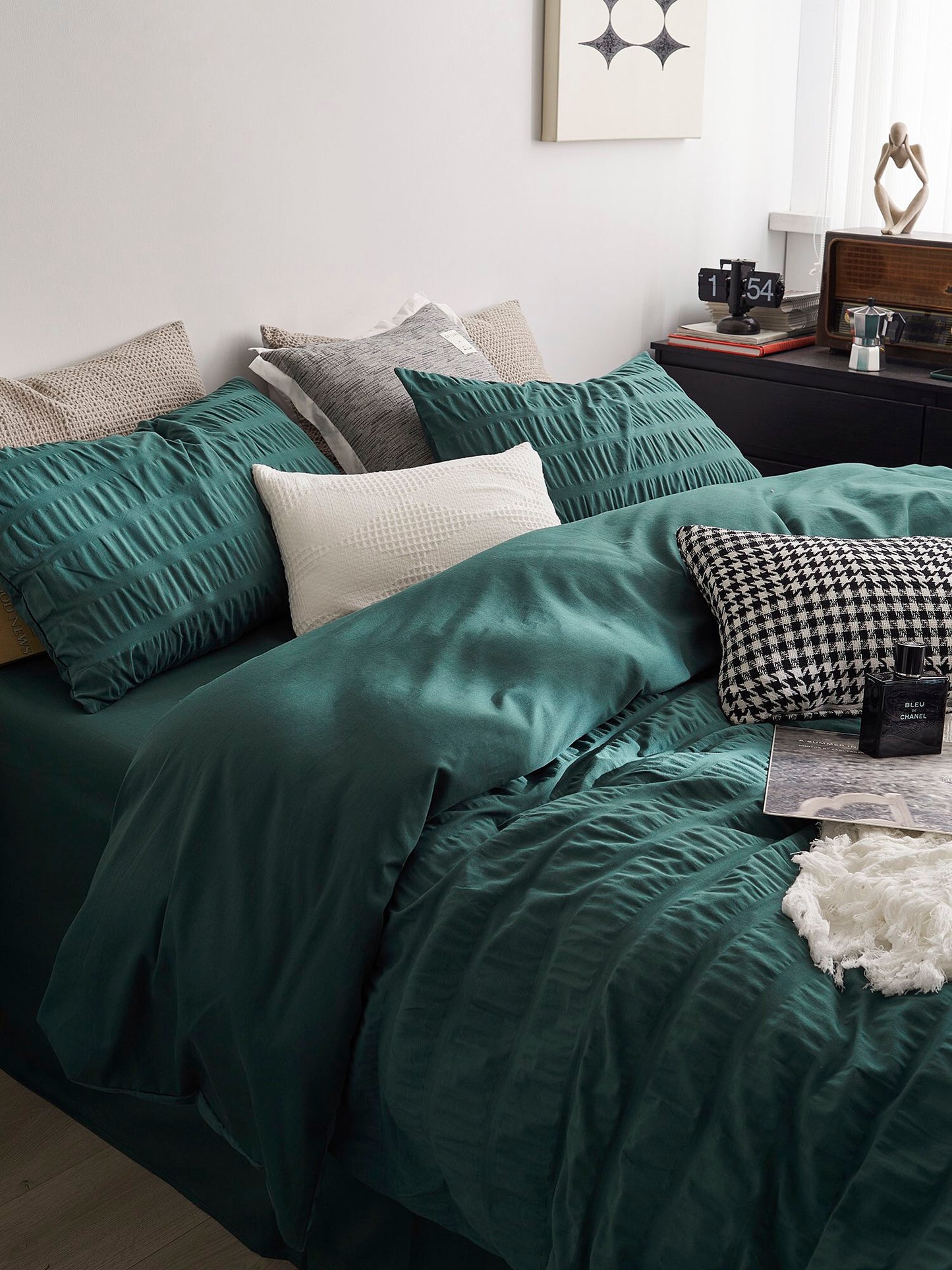 Emerald Ripple Cotton Seersucker  Comforter original reference image 9