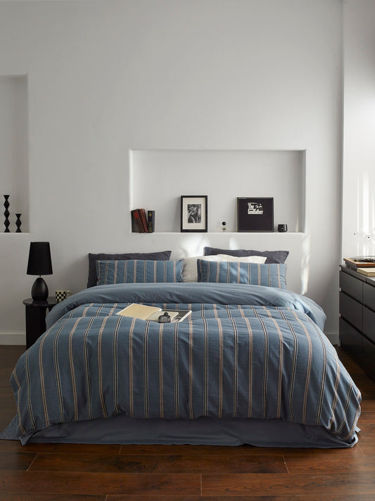 Harbor Ridge Stripe Cotton Jacquard Duvet Cover original reference image 1
