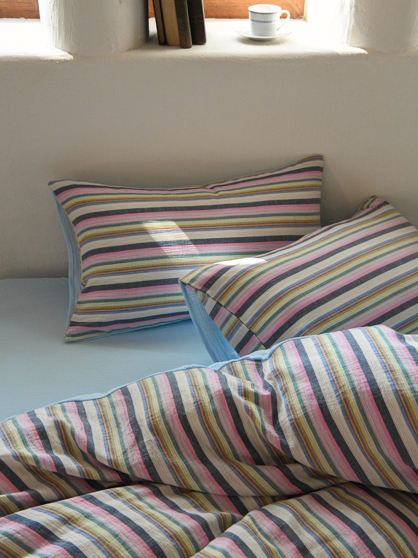 Harbor Stripe Cotton Muslin Comforter original reference image 1