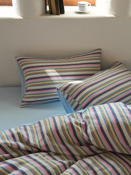 Harbor Stripe Cotton Muslin Comforter original reference image 1
