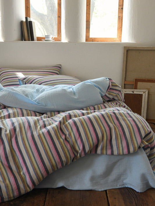 Harbor Stripe Cotton Muslin Comforter original reference image 2
