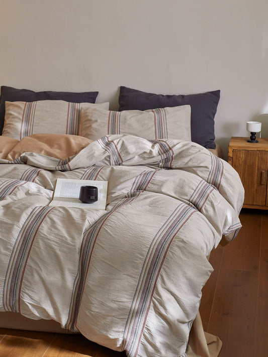 Heritage Stripe Cotton Jacquard Comforter - Clay original reference image 1