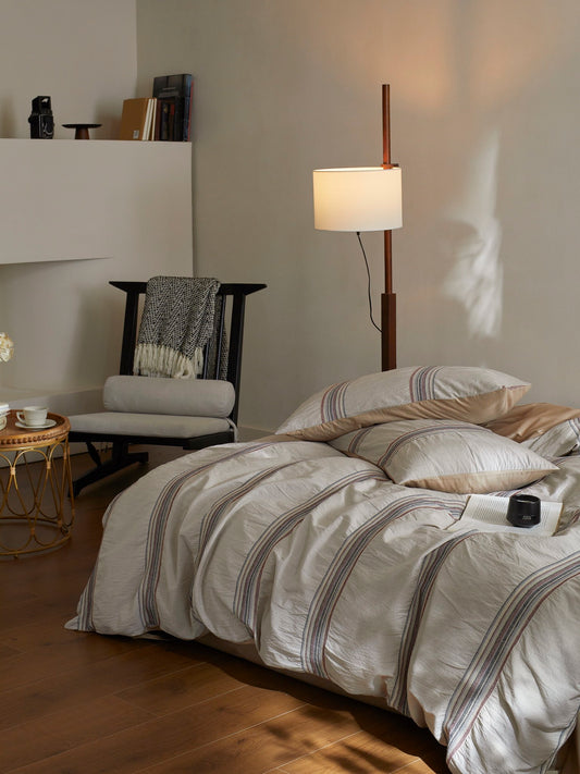 Heritage Stripe Cotton Jacquard Comforter - Clay original reference image 2