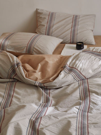 Heritage Stripe Cotton Jacquard Comforter - Clay original reference image 3