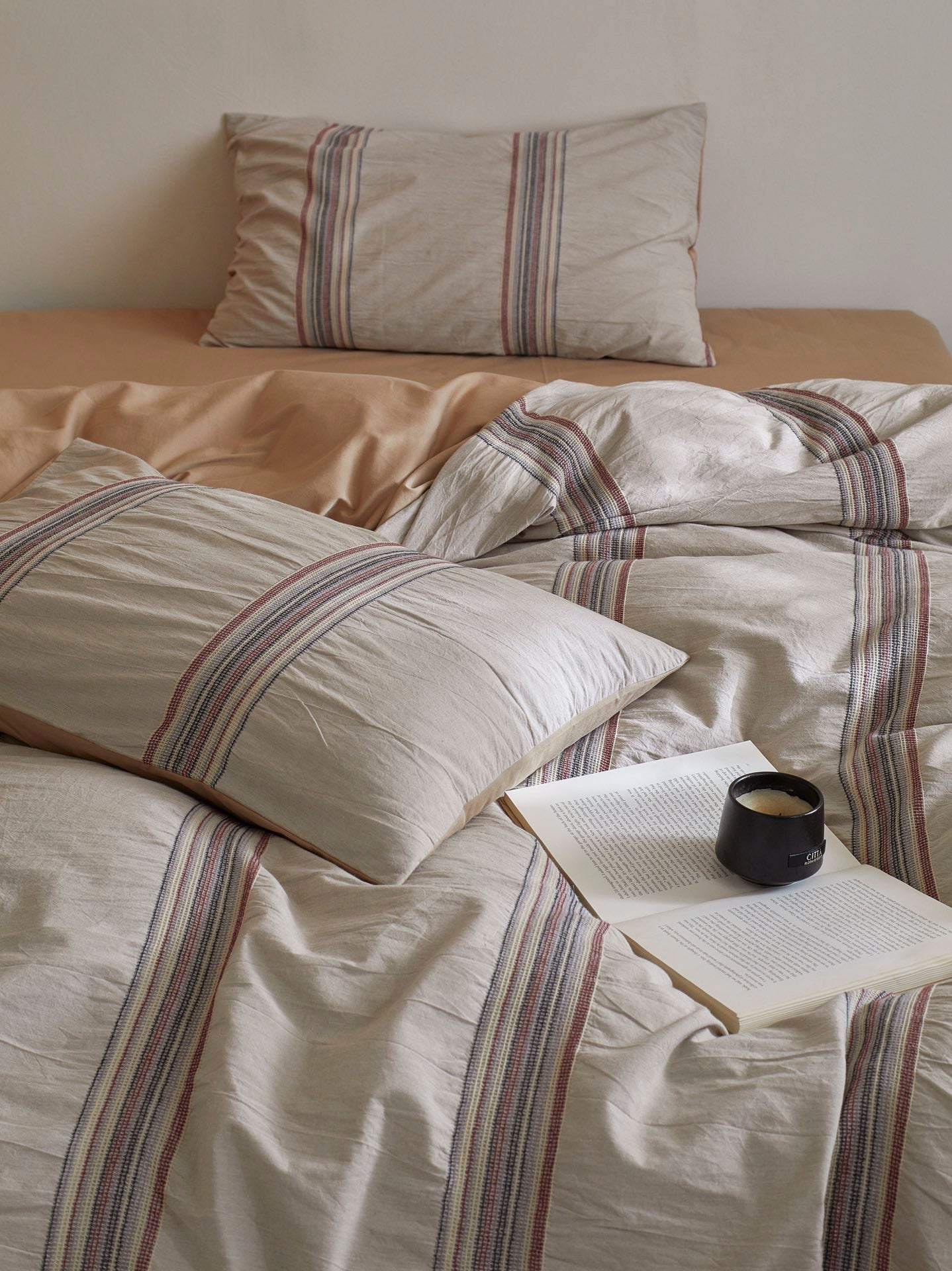 Heritage Stripe Cotton Jacquard Comforter - Clay original reference image 6