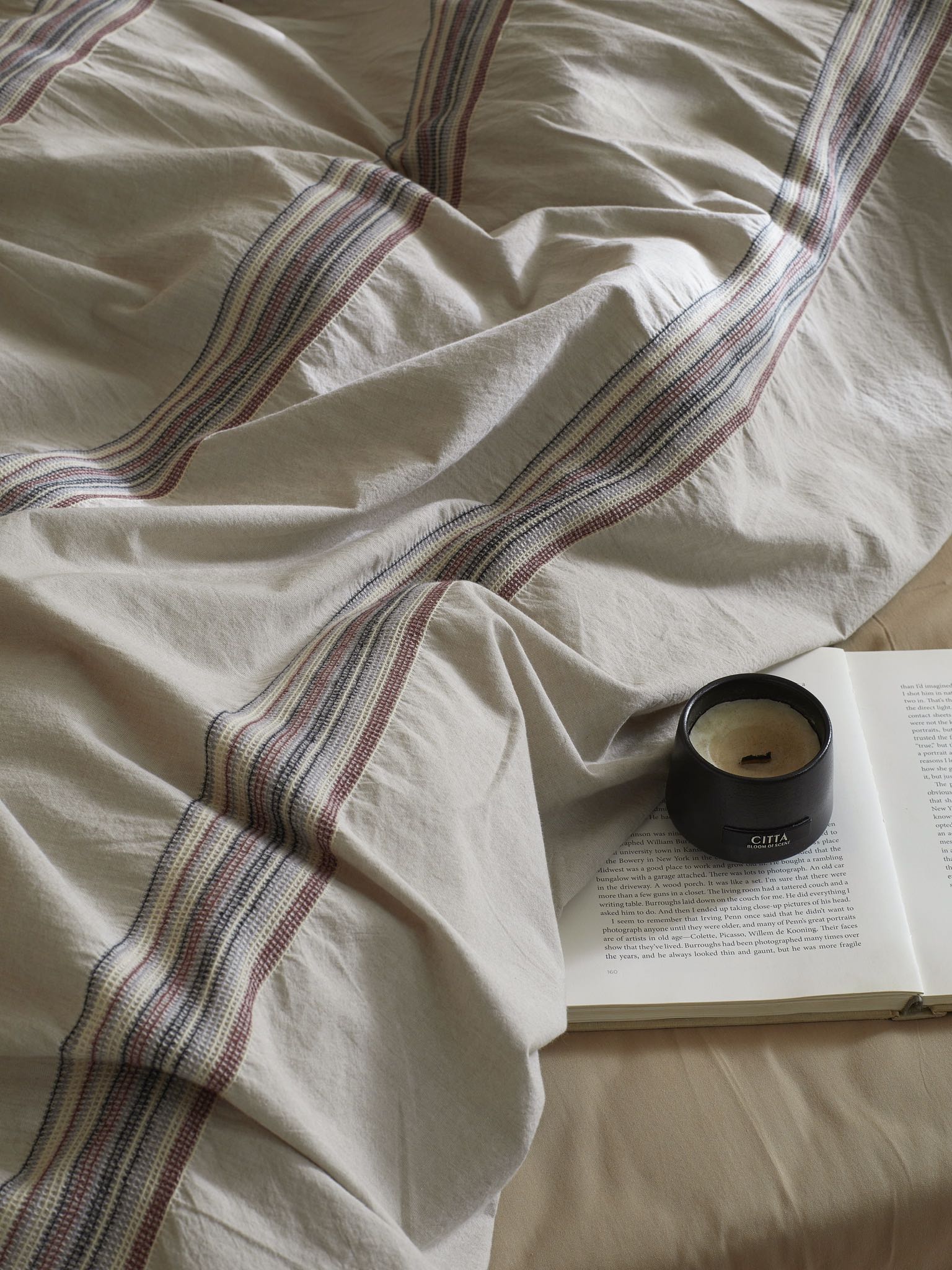 Heritage Stripe Cotton Jacquard Comforter - Clay original reference image 7