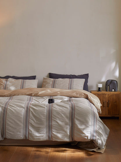 Heritage Stripe Cotton Jacquard Comforter - Clay original reference image 9