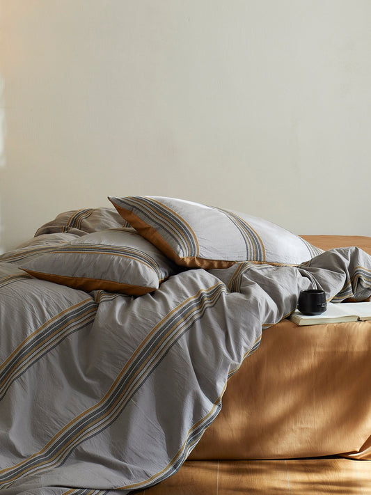 Heritage Stripe Cotton Jacquard Comforter - Mist Blue original reference image 1