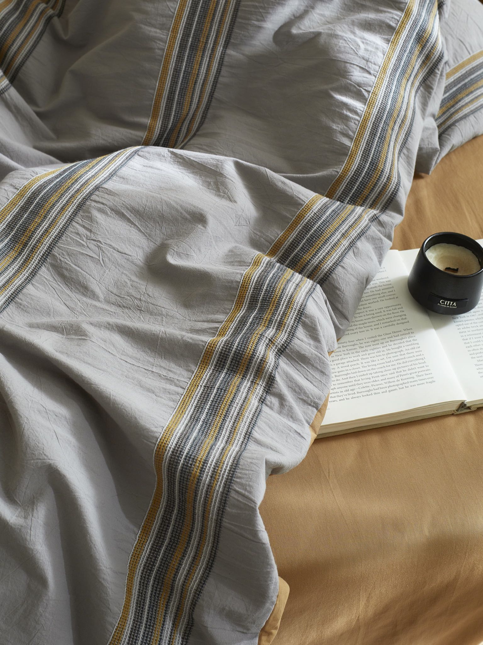 Heritage Stripe Cotton Jacquard Comforter - Mist Blue original reference image 2