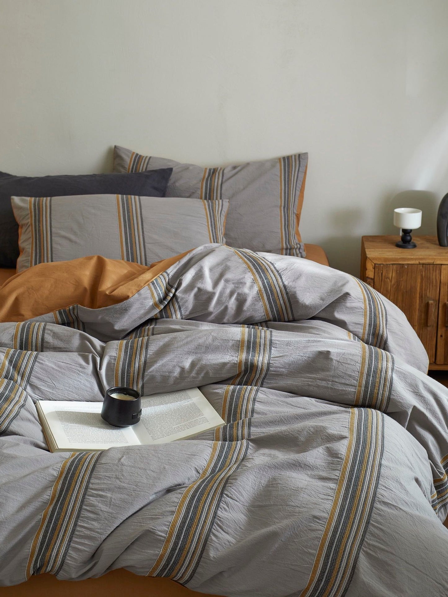 Heritage Stripe Cotton Jacquard Comforter - Mist Blue original reference image 7