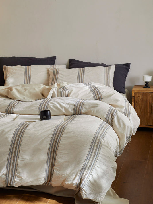 Heritage Stripe Cotton Jacquard Comforter - Natural original reference image 1