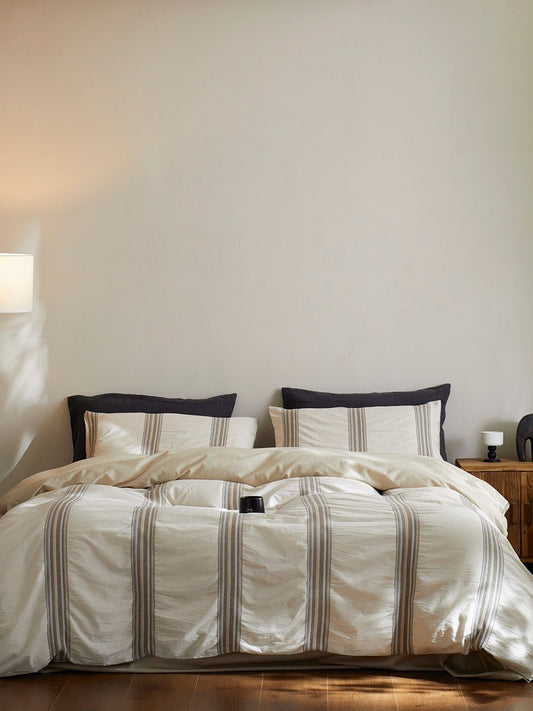 Heritage Stripe Cotton Jacquard Comforter - Natural original reference image 2