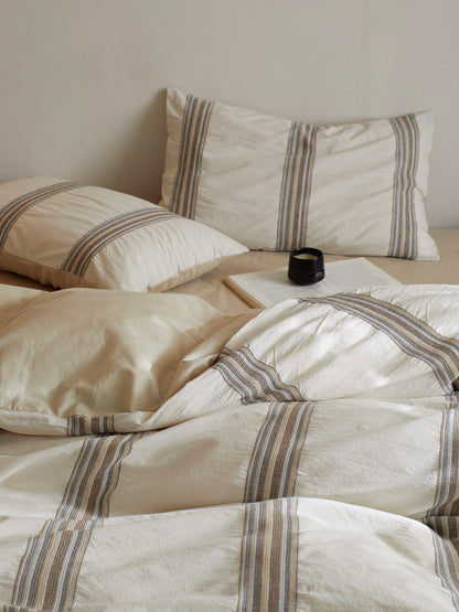 Heritage Stripe Cotton Jacquard Comforter - Natural original reference image 5
