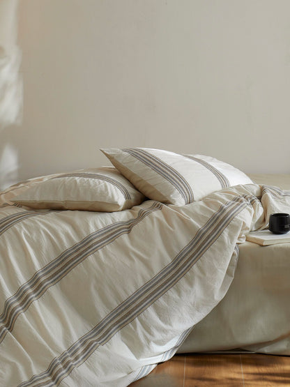 Heritage Stripe Cotton Jacquard Comforter - Natural original reference image 8
