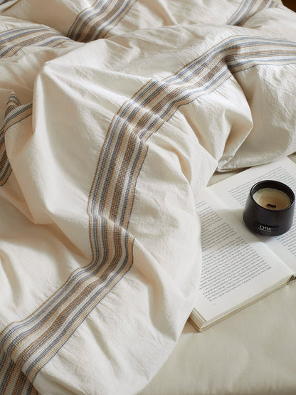 Heritage Stripe Cotton Jacquard Comforter - Natural original reference image 9