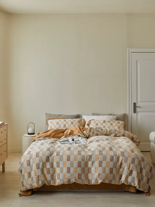 Honey Loft Check Cotton Jacquard Comforter original reference image 1