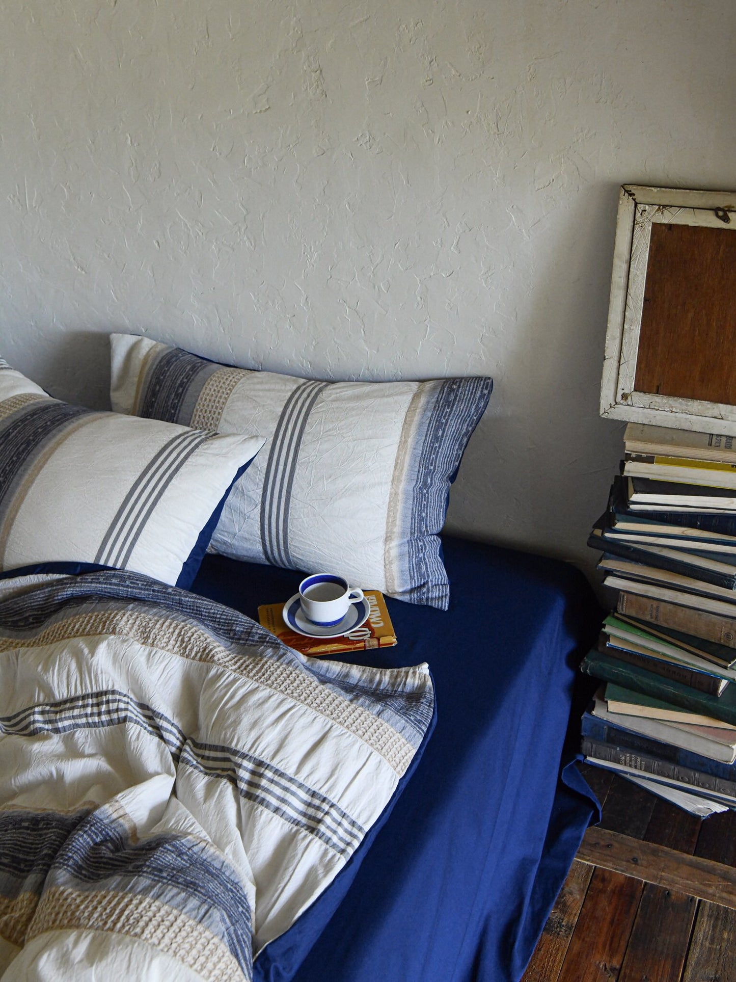 Indigo Heritage Stripe Jacquard Cotton Comforter original reference image 3