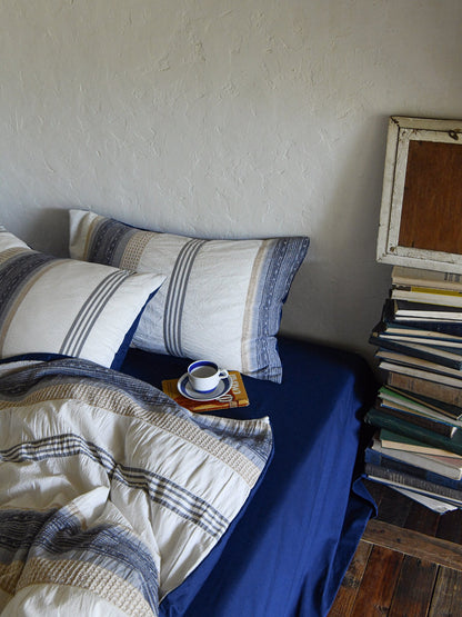 Indigo Heritage Stripe Jacquard Cotton Comforter original reference image 3