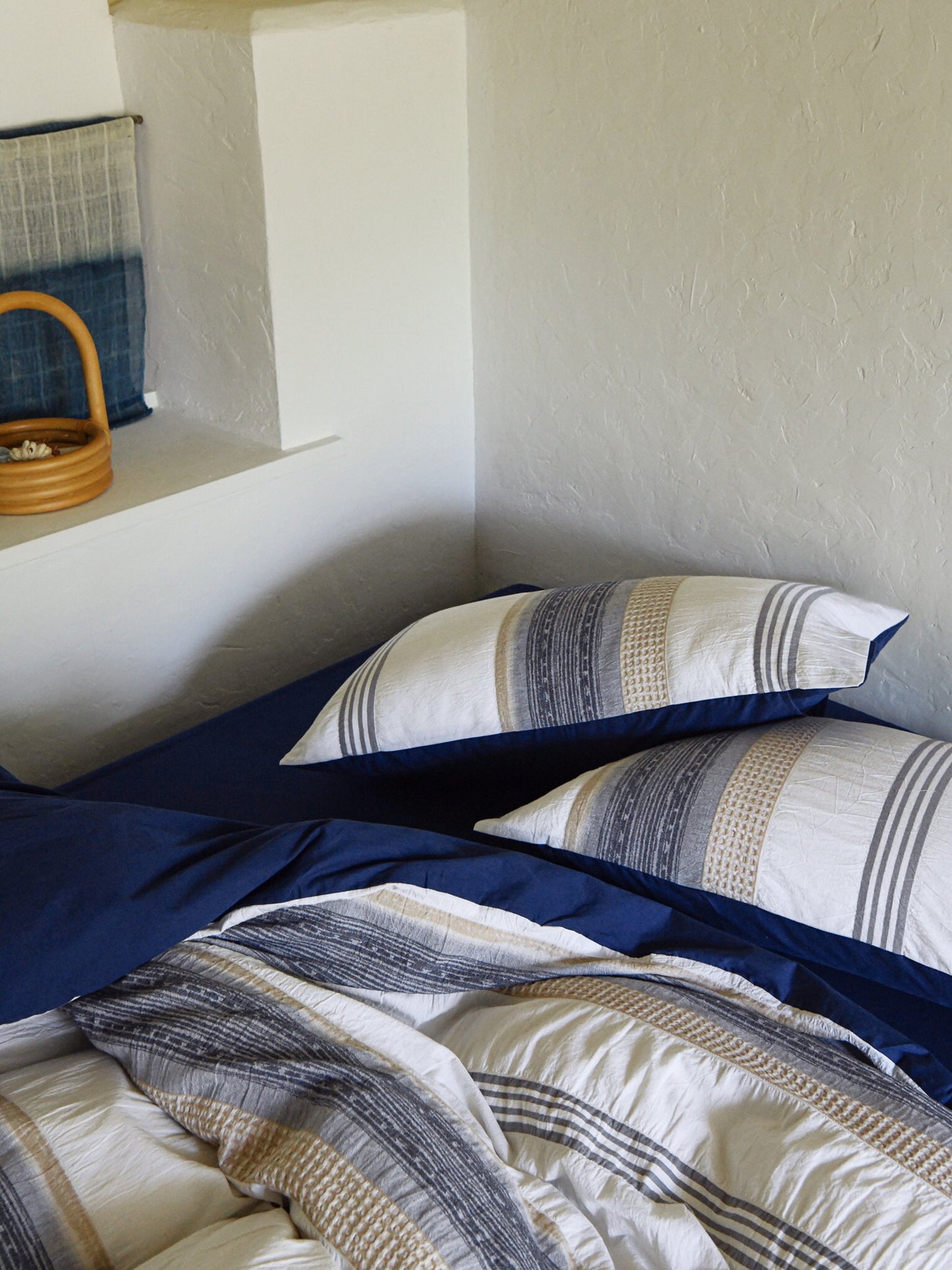 Indigo Heritage Stripe Jacquard Cotton Comforter original reference image 6