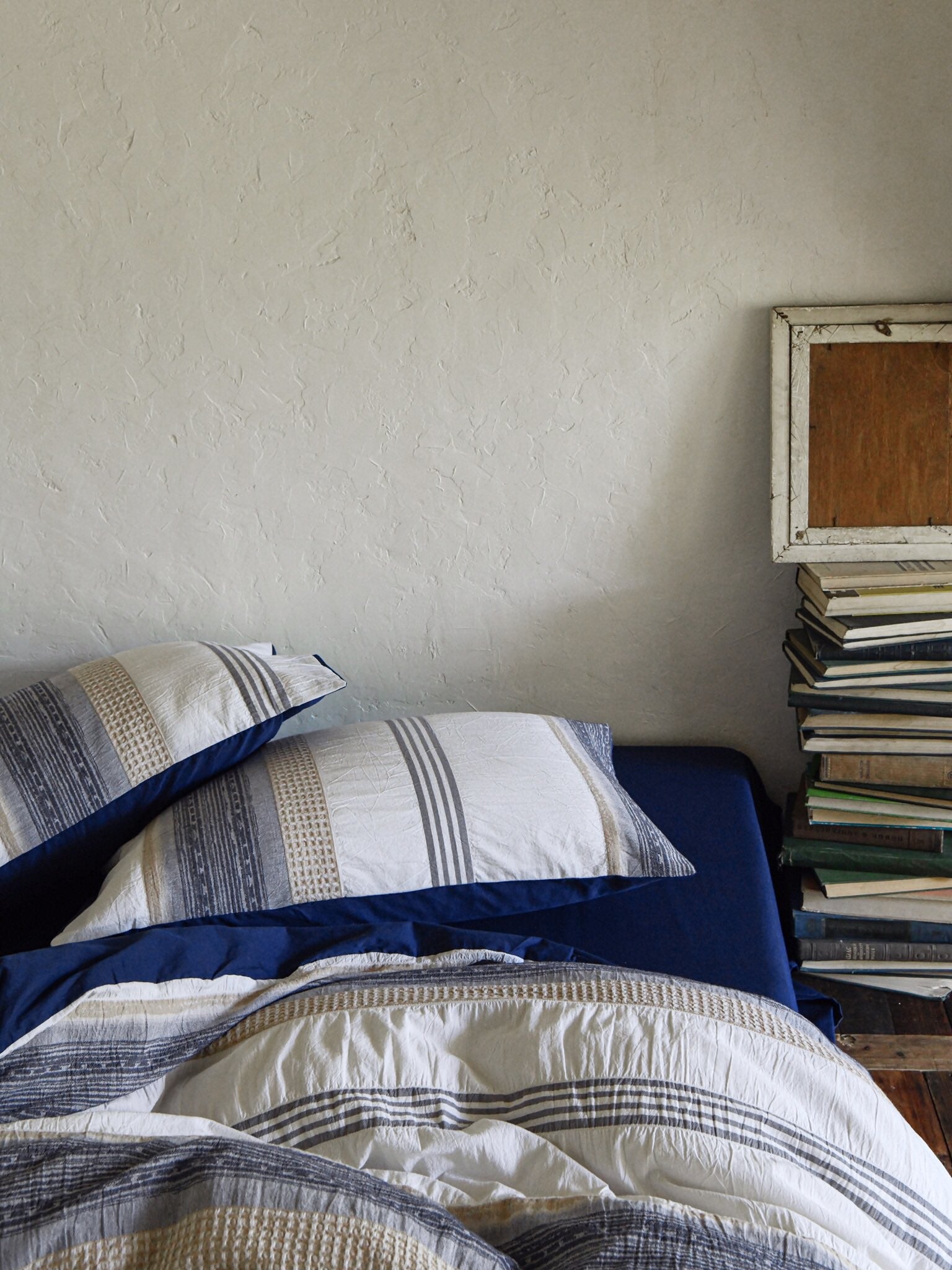 Indigo Heritage Stripe Jacquard Cotton Comforter original reference image 8